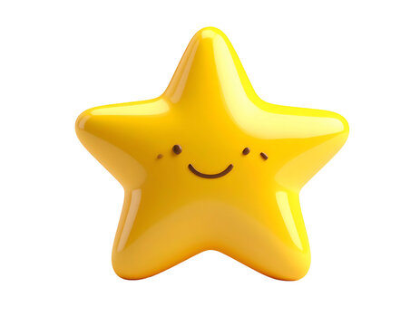 Brilliant 3D matte clay illustration of a glowing yellow star symbolizing success achievement and high ratings.