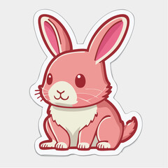 Obraz premium Cute Pink Cartoon Rabbit Sticker