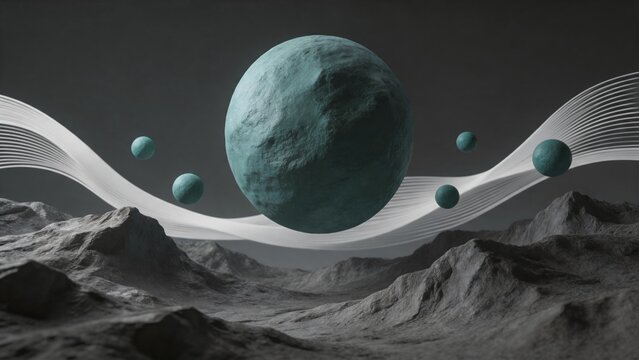 Abstract space landscape with planets