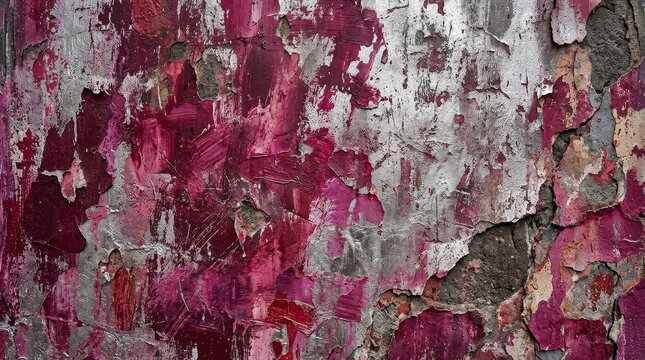 Abstract textured wall with peeling paint and vibrant colors