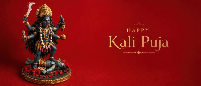 Happy Kali Puja social media post banner hindu festival