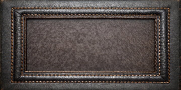 Dark leather frame with intricate stitch details and subtle wear patterns, accessories, leather,  accessories