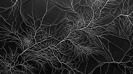 Obraz premium Abstract pattern of branching white lines on black textured surface