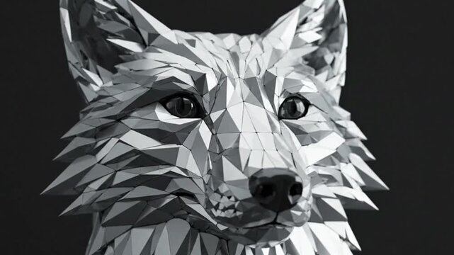 Geometric Fox Head Sculpture, Low Poly Art, Modern Abstract Animal Design Sculpture