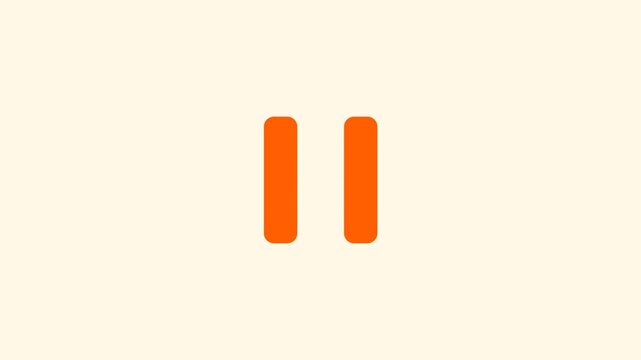 Orange pause button icon representing a temporary stop or break in an audio or video playback
