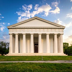 Obraz premium A white classical building with columns and a triangular roof