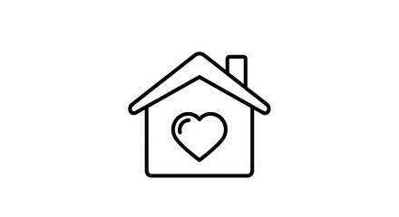 Naklejka premium Minimalist of a house with a heart symbol and keyhole black