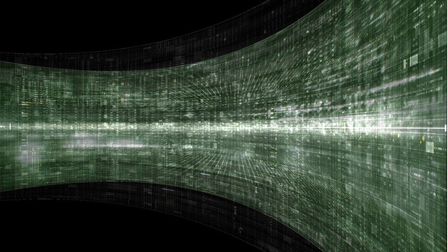 Futuristic screen display matrix, hi-tech digital data telemetry with encrypted numbers, display dynamic background for computer desktop screen display format