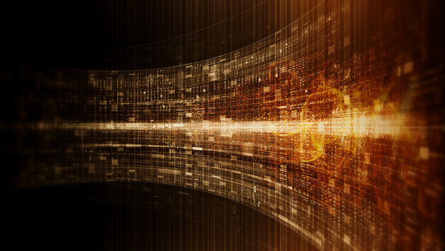 Futuristic screen display matrix, hi-tech digital data telemetry with encrypted numbers, display dynamic background for computer desktop screen display format