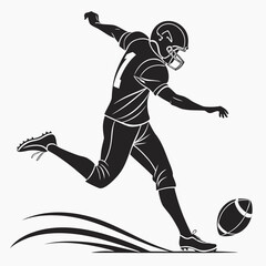 Black silhouette of american football player kicking a ball © Freelancer