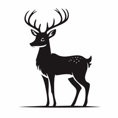 Fototapeta premium Stylized Black Silhouette of a Deer with Antlers