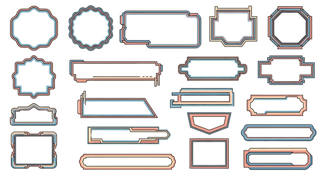 Collection of Decorative Geometric Frames and Borders on White Background