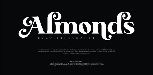 Almonds, Elegant wedding typography classic serif font decorative vintage retro. Creative vector illustration  © MOHXXIN