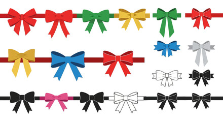 Obraz premium Colorful Bows Collection - Festive Ribbons for Gifts, Celebrations, and Decorations