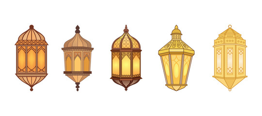 Islamic Ramadan Lantern Set with Arabic Fanoos Decorative Vector Collection for Eid © Md Abdullah Al Sani