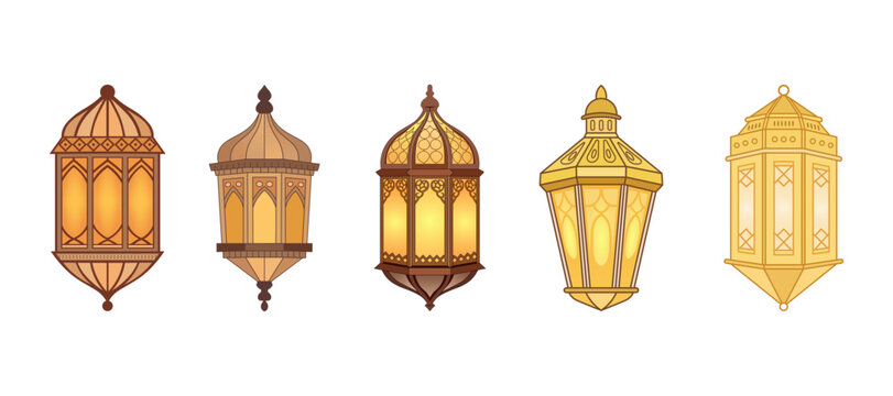 Islamic Ramadan Lantern Set with Arabic Fanoos Decorative Vector Collection for Eid