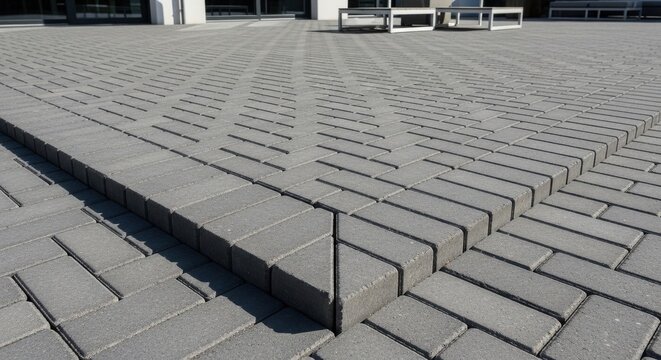 Interlocking paving stone corner illustrating geometric pattern and outdoor design.