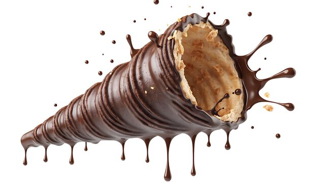 Premium chocolate-coated crispy wafer in realistic 3D illustration, isolated with clipping path for packaging and branding visuals.