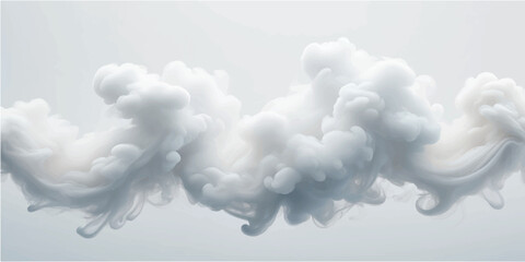 White smoke and fluffy white clouds in a bright blue sky background © Manjur
