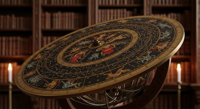 Ornate Celestial Globe with Zodiac Constellations