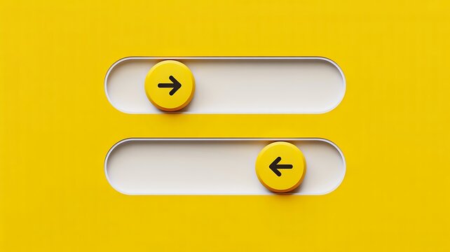 Minimal user interface bars with arrow navigation buttons on yellow background