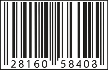 Obraz premium Realistic retail barcode with scanning numbers. Modern universal product code graphic elements. Realistic black and white barcode sticker. Digital product identification barcode for retail.