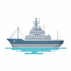 Fototapeta premium Flat Design Illustration of a Cruise Ship on Water