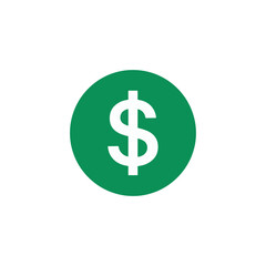 Obraz premium Green Circle with White Dollar Sign Icon, Money Symbol, Finance, Currency