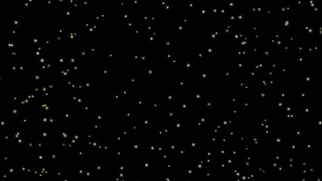 Animation yellow light particle on black background.