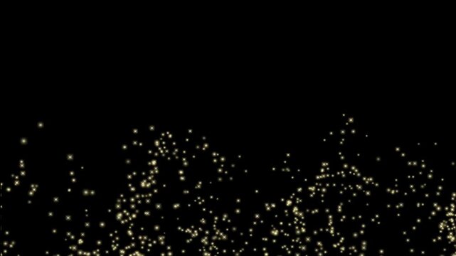 Animation yellow light particle on black background.