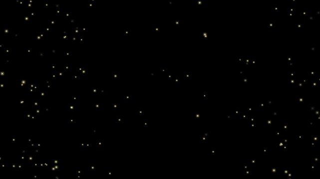 Animation yellow light particle on black background.