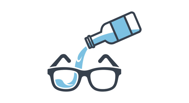 Glasses with cleaning solution spray.