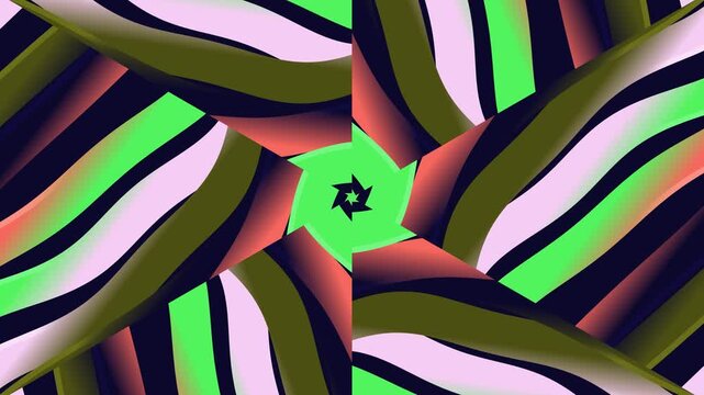 Vibrant green center surrounded by colorful striped patterns