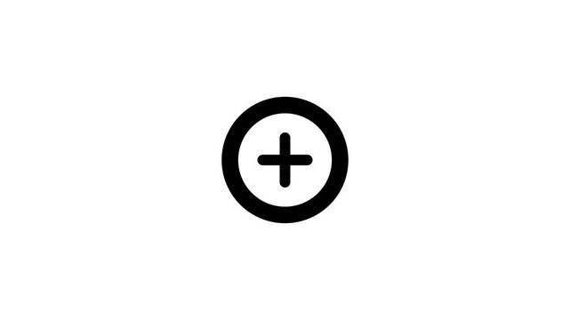 Animated white plus icon on white background.plus icon animation representing healthcare protection.