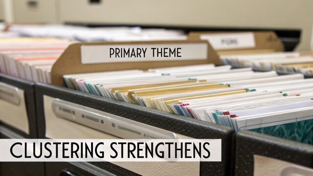 Organized Filing Cabinet with Primary Theme and Strengths Labels