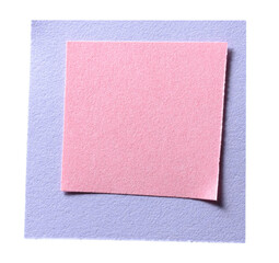 Fototapeta premium Two pink purple overlapping square paper memo message notes with copy space for text isolated on transparent png background