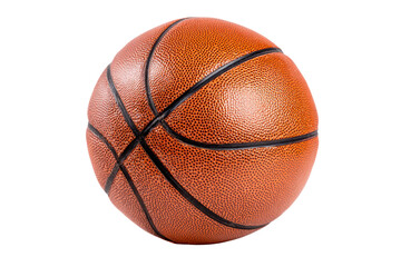Fototapeta premium A basketball is sitting on a white background. The ball is orange and black. The basketball is the main focus of the image, png