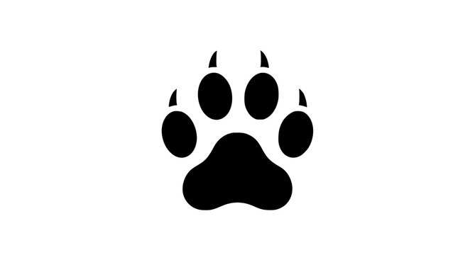 Black paw print isolated on white background