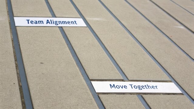 Parallel Blocks Indicating Movement and Alignment on Textured Ground