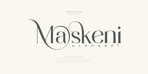 Maskeni, Luxury elegant alphabet letters and numbers. Elegant wedding typography classic serif font decorative vintage retro.   © fonteraa