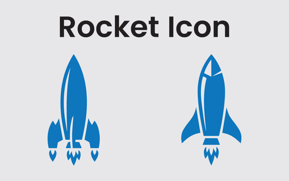 Minimal Rocket Logo Collection in Sky Blue Color Vector Style