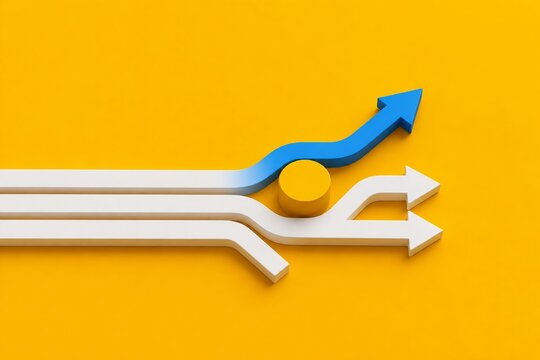 Innovation Concept with Arrow Breaking Away and Finding New Direction