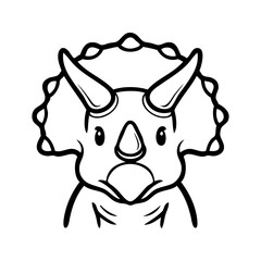 Logotipo con dibujo sencillo con líneas de la cabeza de un dinosaurio tipo triceratops, visto de frente  © teracreonte