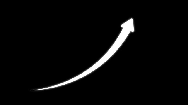 Abstract arrow business graph icon animation background. arrow rising transparent channel. Abstract arrow growth chart of economy icon animated down to up arrow animation direction animation.