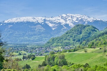 Obraz premium Landschaft bei Wartau in der Schweiz