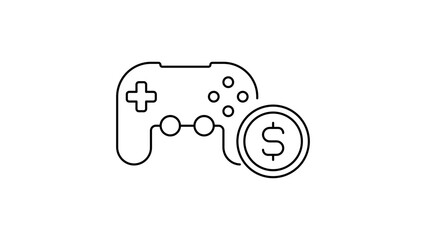 Gaming finance vector icon illustration representing a game controller with a dollar symbol, great for e-sports economy designs with an editable stroke for customizable line weight and style. © Md