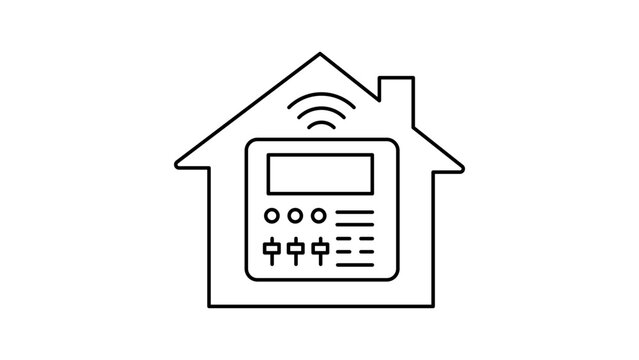 Central smart home hub control vector icon illustration featuring an editable stroke, perfect for modern house automation systems and connected internet of things device management web layouts.