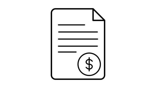 Professional minimalist black line vector icon of a billing document with a total amount, featuring an editable stroke for easy customization. This finance illustration is ideal for business apps.