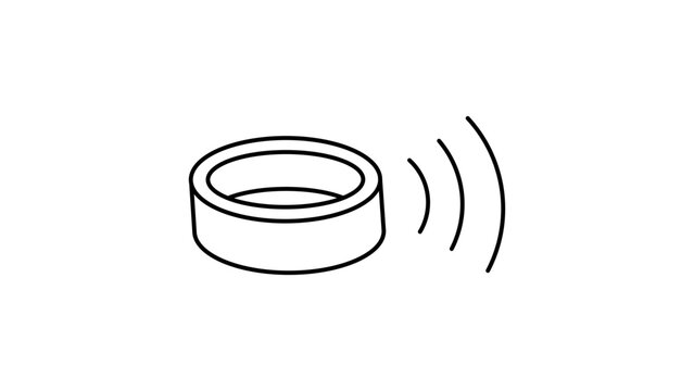 Minimalist wearable smart ring vector icon featuring an editable stroke, showcasing digital finance technology and secure contactless payment methods in a clean line graphic vector illustration.