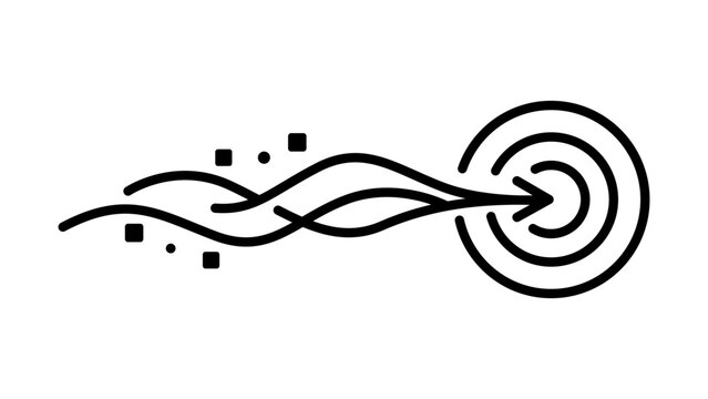 Data stream flow vector icon illustration with editable stroke, minimalist wavy lines representing information transmission and digital connectivity on white background for modern design style.